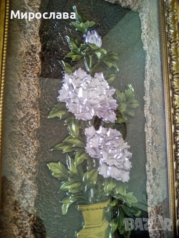 Релефна картина с цветя, снимка 2 - Картини - 40378525