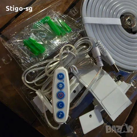 Нова Смарт LED Неон Лента 5м – Плътно Бяла Светлина (Bluetooth, Апп и Дистанционно), снимка 4 - Лед осветление - 55943573