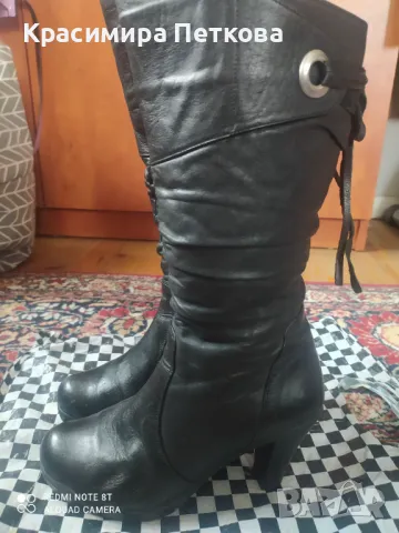 Дамски черни ботуши естествена кожа 38 номер, снимка 3 - Дамски ботуши - 48325987