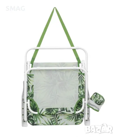 Плажен стол зелени тропически листа с дръжки & случай 55x58x74cm S_1234799, снимка 4 - Къмпинг мебели - 50045648