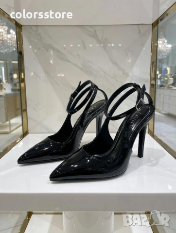 Сандали на ток - черен лак - LK55 , снимка 2 - Сандали - 53835213