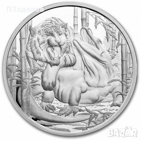 1 oz Сребро Тигър срещу Комодски варан - Нуие 2022, снимка 1