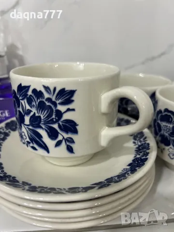 Реколта от 1970 г. на Broadhurst „Garland“ дуо от чаша, чинийка за чай / Broadhurst Ironstone / син 