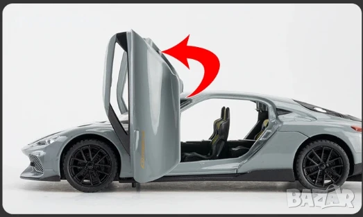 Метални колички: Koenigsegg Gemera 1:32 – умален модел хиперкола с отваряеми врати и детайли, снимка 3 - Колекции - 51193616