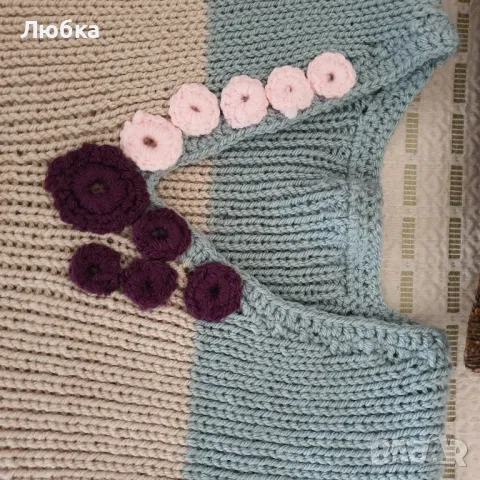 Дамски плетен ръчно пуловер , снимка 8 - Блузи с дълъг ръкав и пуловери - 47792479