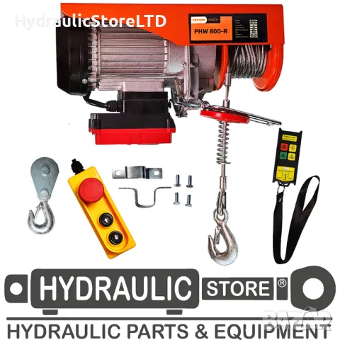 Електрически телфер с товароносимост 800кг и въже 18м 230V - в комплект с безжично дистанционно, снимка 1