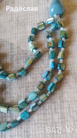 колие със син седеф, снимка 2 - Колиета, медальони, синджири - 42304081