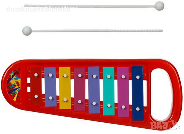 Ксилофон,Метал и пластмаса, Две удърни пръчки,28.5x11x2cm, снимка 2 - Музикални играчки - 39792243