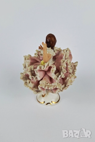 Порцеланова балерина с розова рокля - Sandizell, Dresden, снимка 2 - Статуетки - 52681026
