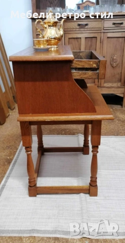 Стилна помощна масичка / нощно шкафче от масивно дърво с чекмедже и долен плот. , снимка 8 - Шкафове - 53380492