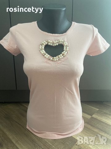 Тениска с перли сърце , снимка 4 - Тениски - 42054171