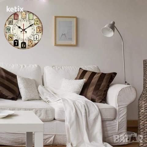 Винтидж стенен часовник от дърво,30см, снимка 3 - Стенни часовници - 53041771