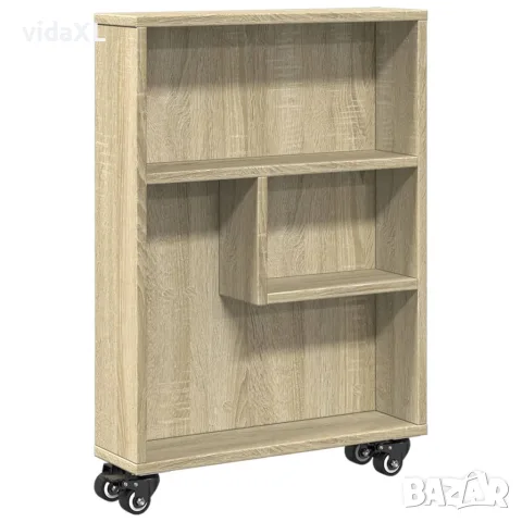 vidaXL Тясна количка за съхранение, дъб сонома, 48x13x68 см, инженерно дърво