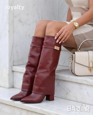 Ботуши на ток - бордо кожа