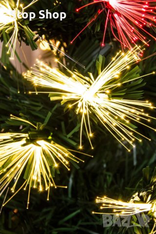 Коледна елха 180 см. със светещи фиброоптични силиконови връхчета и звезда, снимка 7 - Декорация за дома - 42291543