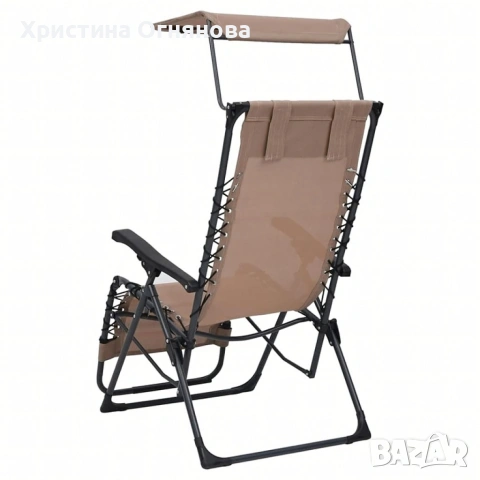 Сгъваем градински шезлонг с нулева гравитация и сенник – комфорт за пълна релаксация, снимка 5 - Градински мебели, декорация  - 53052128