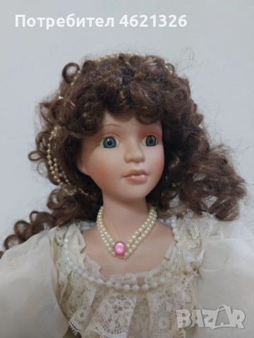 Винтидж колекционерска порцеланова кукла принцеса висока с кралска рокля, снимка 6 - Декорация за дома - 52044176