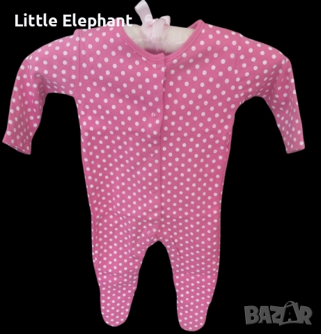 Цяла пижамка тъмно розова на точки за 3-6 мес момиченце,колекция"Points",Англия/нова