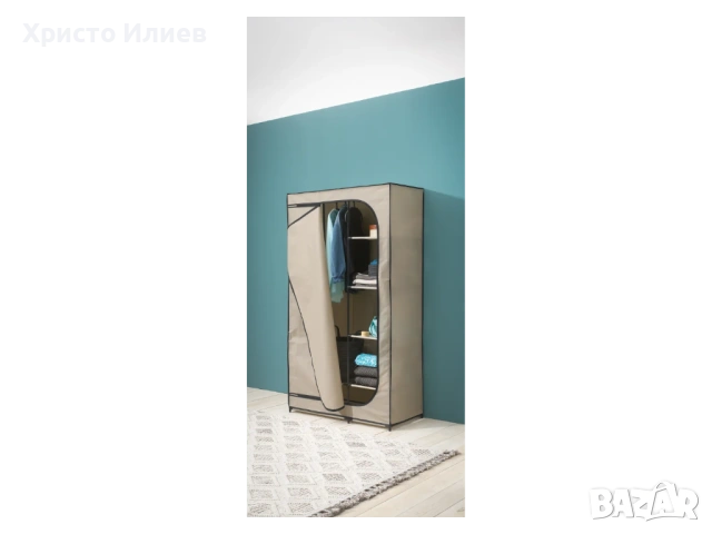 Текстилен гардероб с лост и рафтове НОВ , снимка 2 - Гардероби - 53762882