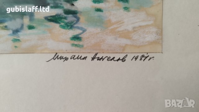 Картина, "Морски пейзаж", худ. М. Ангелов, 1981 г., снимка 4 - Картини - 35183805