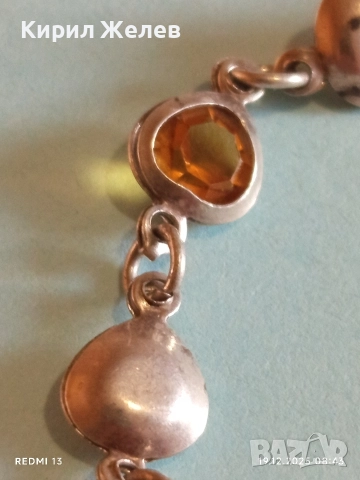 Винтидж сребърна гривна с ЕСТЕСТВЕН КЕХЛИБАР ювелирна изработка 50165, снимка 2 - Гривни - 52844517