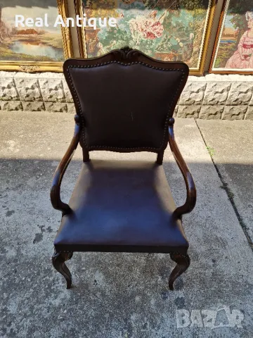 Чудесен антикварен бароков стол кресло стил Луй 15, снимка 2 - Антикварни и старинни предмети - 47332161