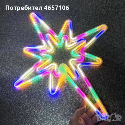 Светеща коледна LED звезда, водоустойчива,52 см, снимка 6 - Други - 52494638