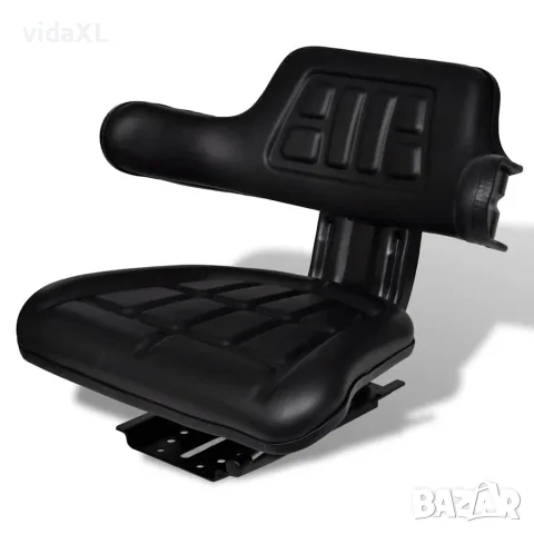 vidaXL Седалка за трактор с облегалка, черна
