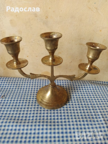 троен месингов свещник , снимка 5 - Други - 53260411