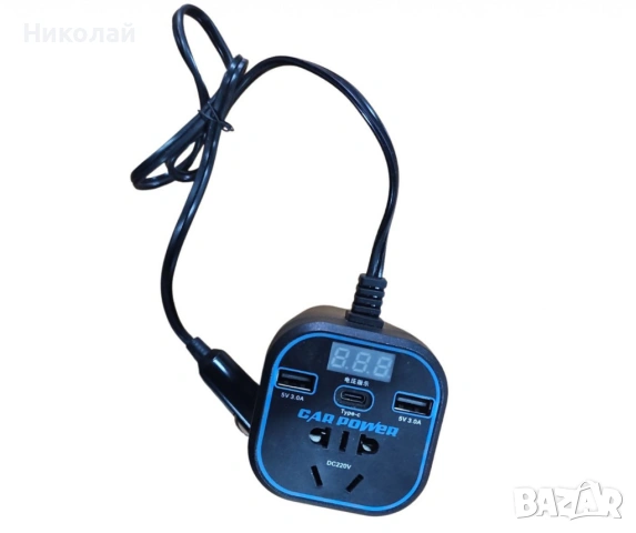 Автомобилен инвертор 12V/24V → 220V | 200W | USB 3.0 + Type-C, снимка 3 - Аксесоари и консумативи - 53243752