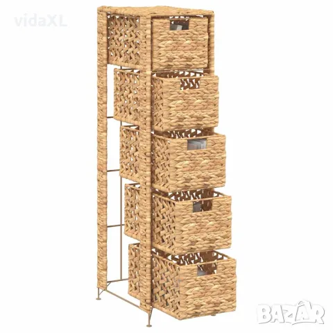 vidaXL Скрин с 5 чекмеджета-кошници, 25,5x37x100 см, воден хиацинт, снимка 3 - Скринове - 56146374