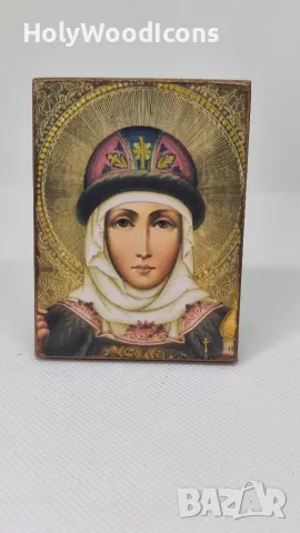 Дървена икона Света Олга Киевска (Равноапостолна) – Ръчна изработка, снимка 3 - Икони - 56097532