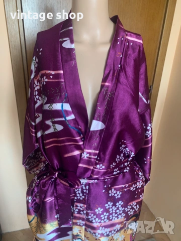 Дамски копринен халат тип кимоно в цвят purple, снимка 5 - Други - 53734818