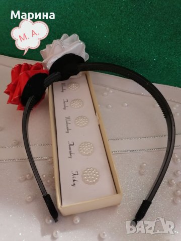 Аксесоари за коса ''Бяла и червена роза'', снимка 4 - Аксесоари за коса - 44457894