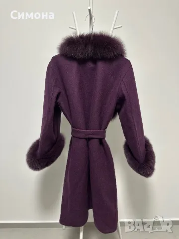 Естествен косъм лисица естествена вълна палто от алпака лилаво, снимка 3 - Палта, манта - 48669917