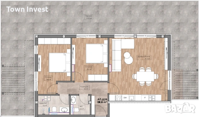 Тристаен апартамент в Maritza Park