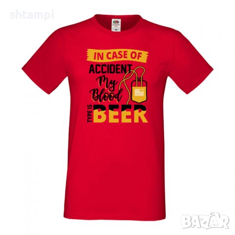 Мъжка тениска In Case Of Accident My Blood Type Is Beer,Бира,Бирфест,Beerfest,Подарък,Изненада,Рожде, снимка 3 - Тениски - 36378219