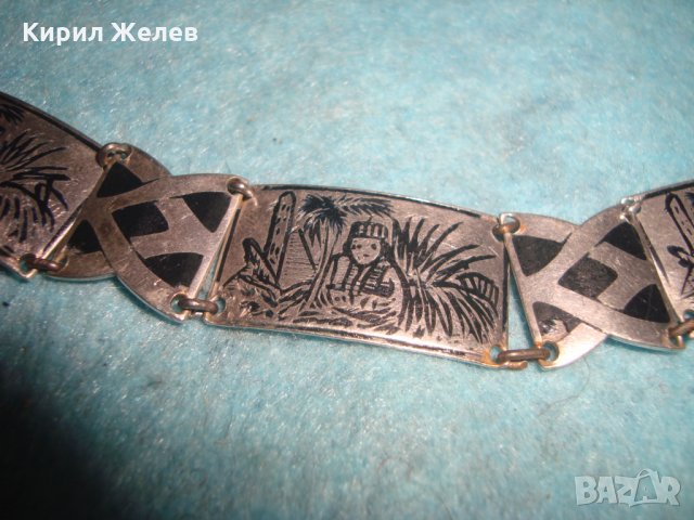 СТАРИННА АРАБСКА СРЕБЪРНА с НИЕЛО РЪЧНО ХУДОЖЕСТВЕНО ОРНАМЕНТИРАНА ГРИВНА УНИКАТ МАЙСТОРСКА 25702, снимка 10 - Антикварни и старинни предмети - 35859106