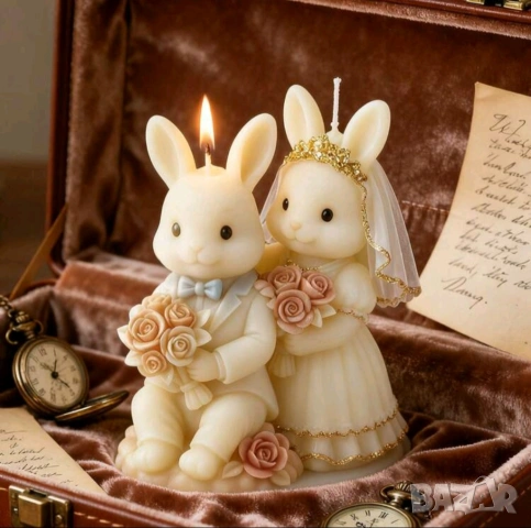 Комплект 2 молда зайци младоженци , снимка 7 - Форми - 53733386