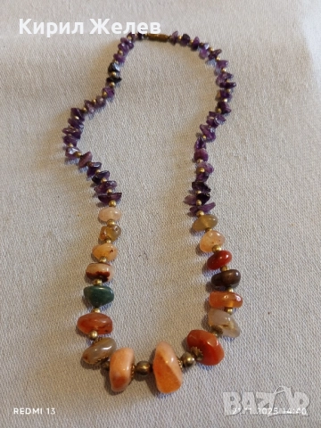 КОЛИЕ от АМЕТИСТ и КАРНЕОЛ с МЪНИСТА от ЕСТЕСТВЕНИ КАМЪНИ 27080