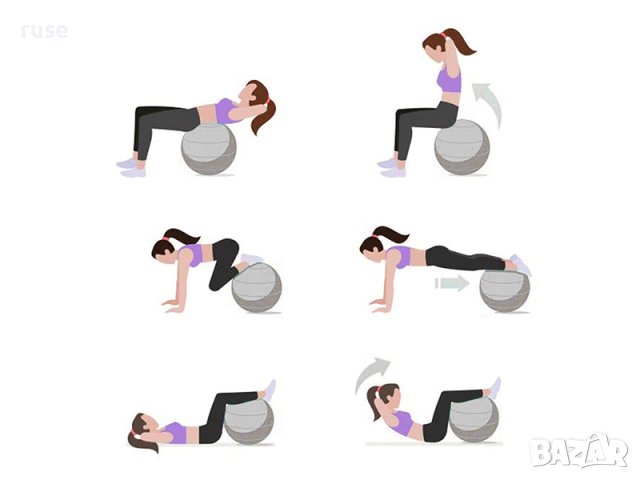 НОВИ! Фитнес топка с помпа 65см EDURO, снимка 7 - Фитнес уреди - 41039419