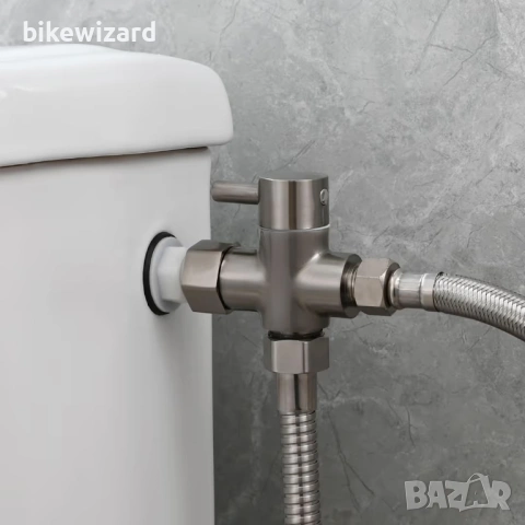 3-пътен спирателен вентил, месингов адаптер 3/8 инча за тоалетна вода – никел НОВ, снимка 5 - ВИК - 53718390