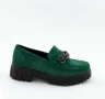 Дамски мокасини от велур зелено , снимка 1