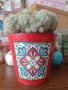 керамична саксия от Тунис с красив екзотичен кактус, снимка 1 - Стайни растения - 40525394