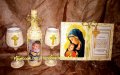Подарък за Кръстници- Сервиз и декоративна свещ със снимка, снимка 3