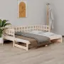 vidaXL Разтегателно дневно легло, 2x(90x200) см, борово дърво масив, снимка 2