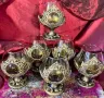 Ръчно изработен сервиз за коняк в старинно злато от 6 части, снимка 2