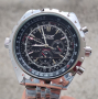 Jaragar Silver Black WINNER 040 Луксозен мъжки автоматичен механичен часовник с метална верижка, снимка 1 - Мъжки - 44760584