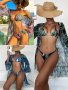 Дамски моден бански костюм от три части с тропически щампи, 3цвята - 023, снимка 1 - Бански костюми - 41226803