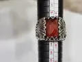Сребърен пръстен с кехлибарен камък, снимка 8